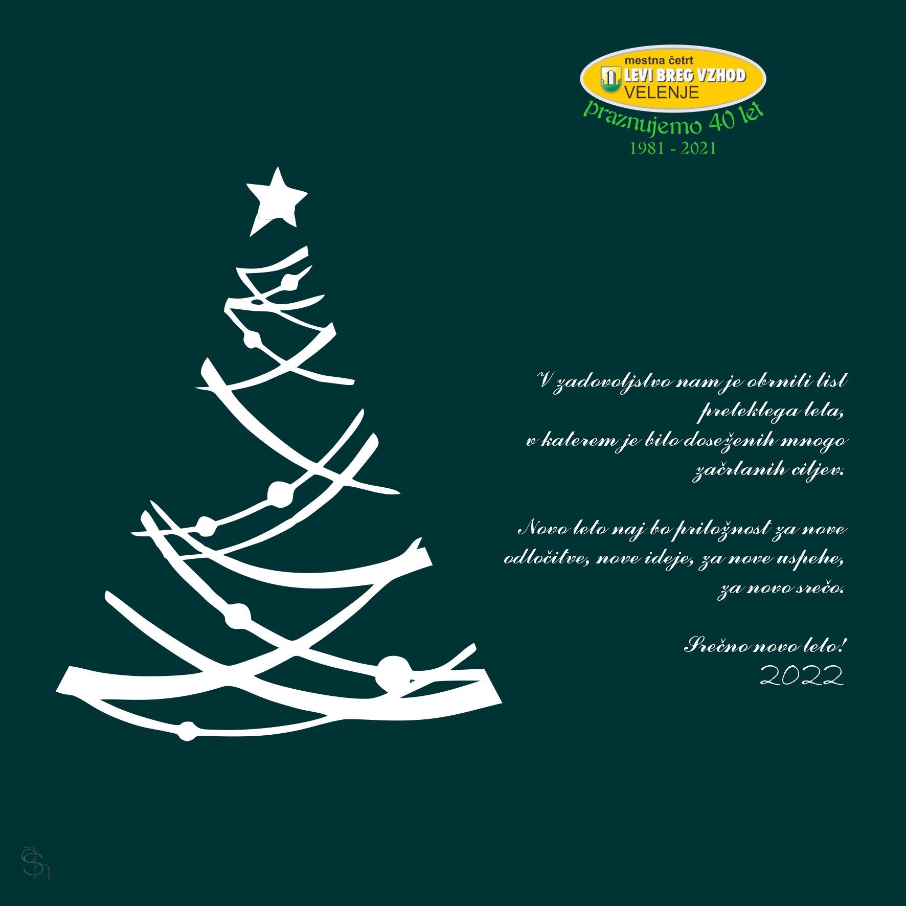 Vesele praznike in srečno novo leto 2022 (mestna četrt Velenje Levi breg vzhod)