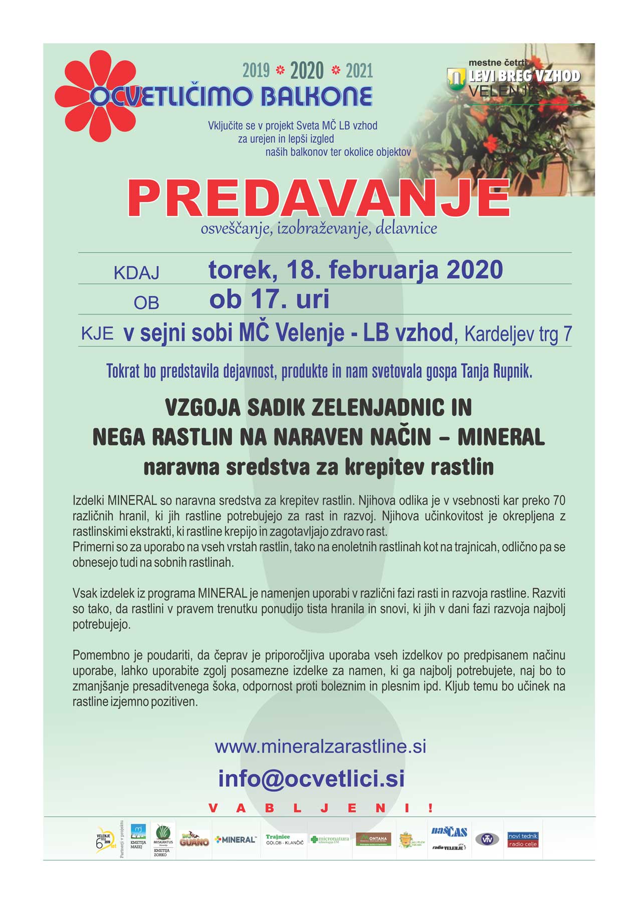 Vabilo na predavanje | Tanja Rupnik | Vzgoja sadik zelenic in nega rastlin na naraven način
