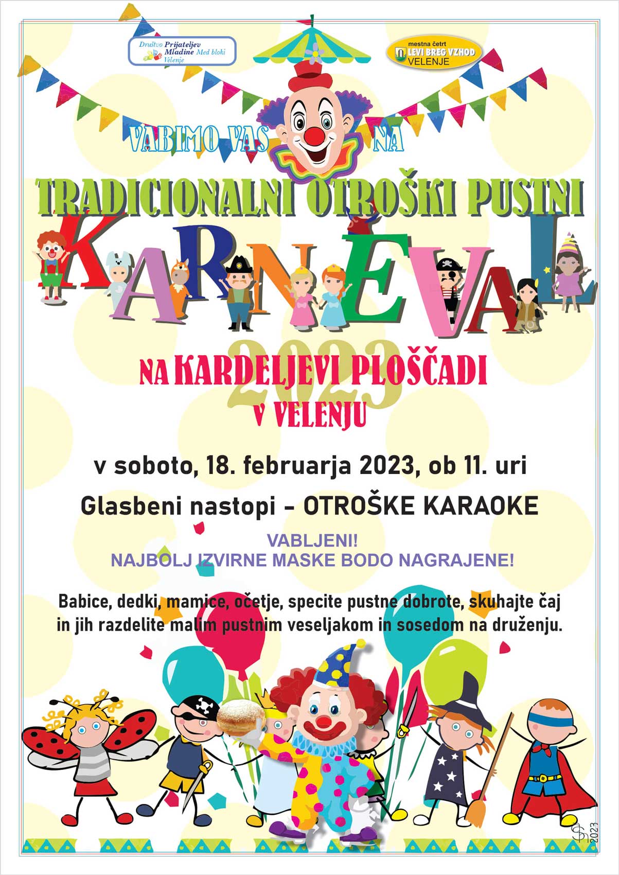 Vabilo na praznovanje | Veliko otroško pustno rajanje 2023