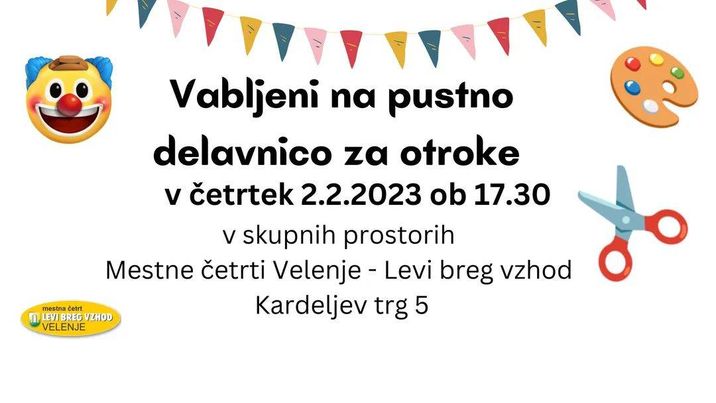 Vabilo na delavnico | Pustna delavnica za otroke 2023