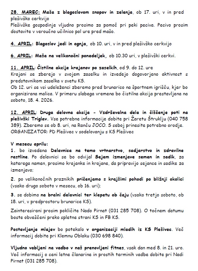 MESEČNI NAPOVEDNIK AKTIVNOSTI ZA MESEC marec,april 2026 Nada-3